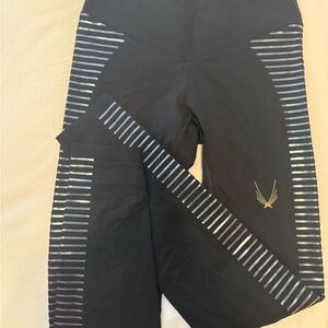 Black Leggings with Reflective Stripes